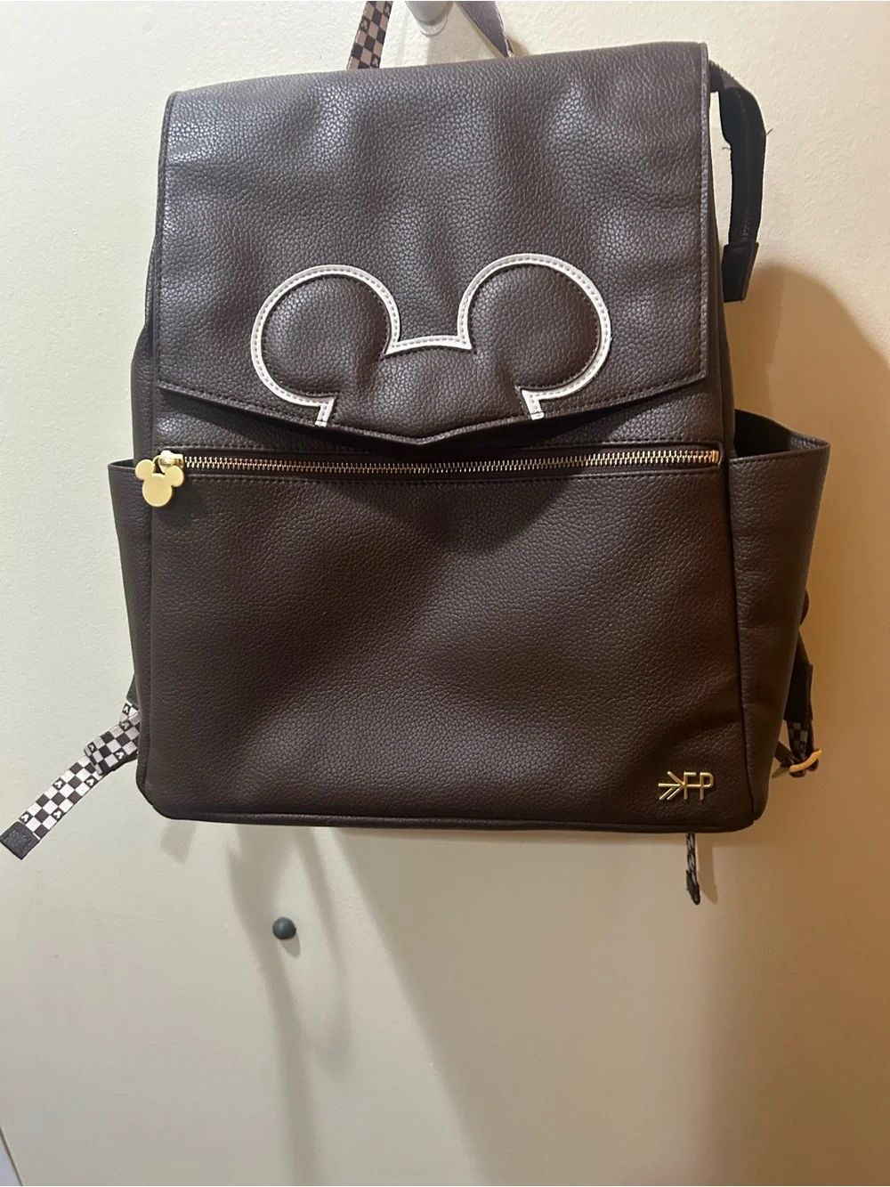 Freshly picked Dark Brown Mickey Ear Backpack with Gold Accents